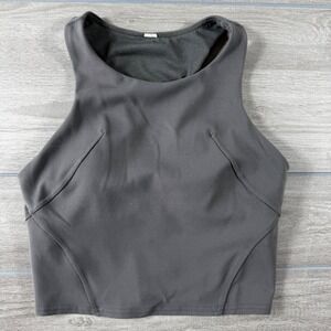 Lululemon Invigorate Training Tank Top Graphite Grey Size 4 High Neck Cropped